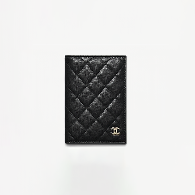 chanel classic quilted grained calfskin passport holder